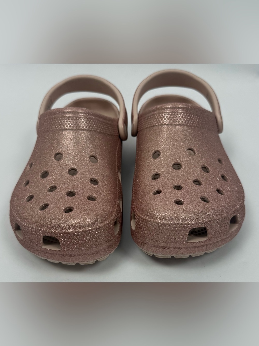 Crocs Classic Glitter Clog Quartz Rose Gold Sparkle Women’s 11 Men’s 9 EUC - Picture 4 of 10